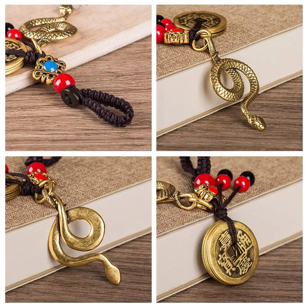 

2025 Year Of Chinese Snake Lucky Pendant Keychain Women Accessories Charm Bag Wealth Key Men Creative Gift Q3C5