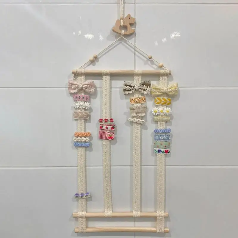 INS Wooden Baby Hair Clips Holder Princess Girls Hairpin Hairband Storage Pendant Jewelry Organizer Wall Ornaments Hanging