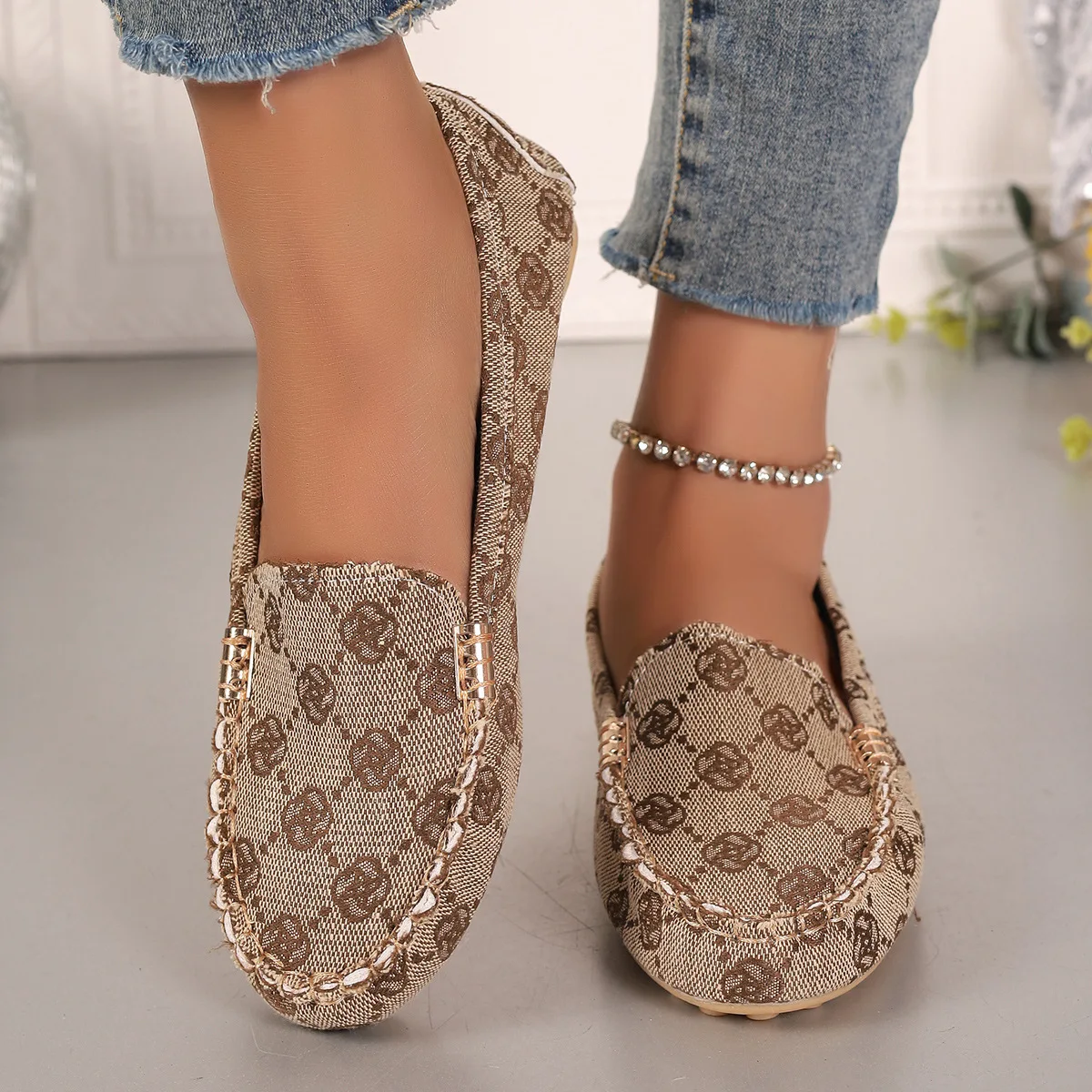 

Women Loafers Driving Boat Sandals Luxury Decor Fashion Pattern Design Flats Slip-on Sexy Elegant Flat Comfy Casual Office Pumps