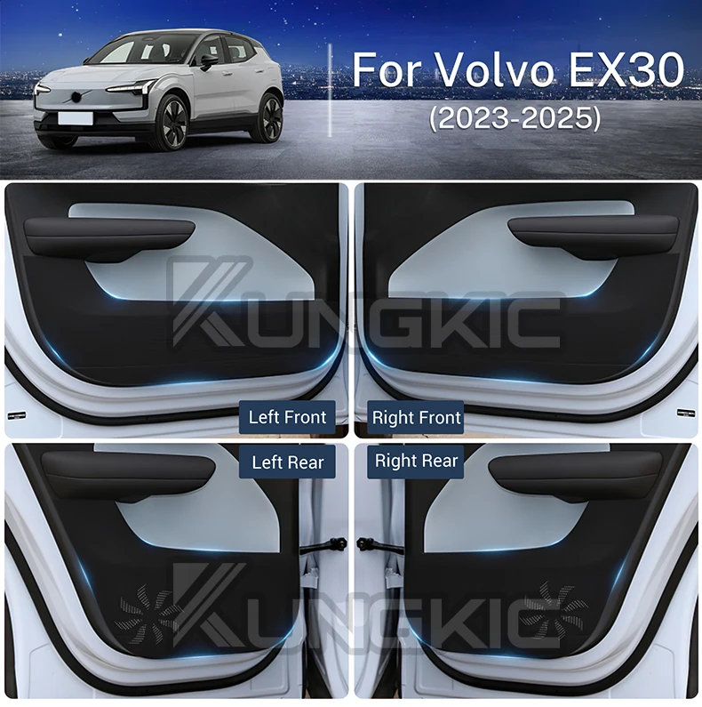 Autotür-Antikickmatte Aufkleber für Volvo EX30 2023 2024 2025 2026 Türschutz Innenraummatte Dekorative Fußmatten – Detail 1