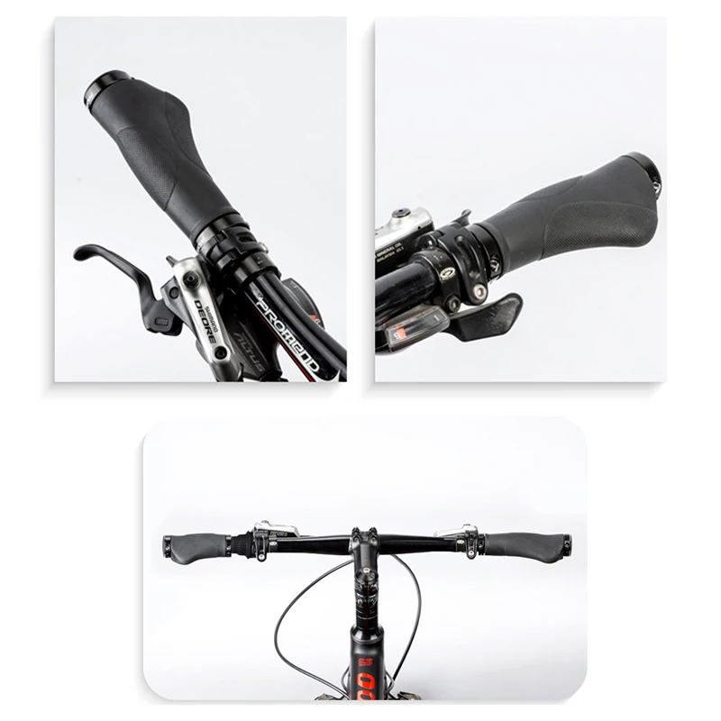 Bicycle Handlebar Grips TPR Rubber Comfy City Mountain Bike Scooter MTB Soft Cycling Handle Bar Cover End Non-slip Aluminum Lock