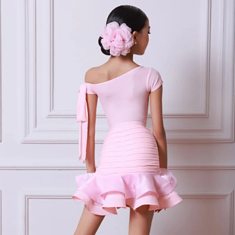 

Детский костюм для латиноамериканских танцев для девочек, женский комбинезон-трико и юбка для выступлений, профессиональная одежда для тренировок и выступлений.