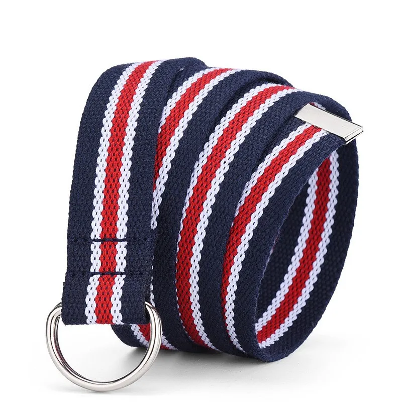 Unisex-Canvasgürtel, klassische D-Schnalle, Doppelschlaufenschnalle, gewebtes Design, vielseitiger universeller Hosengürtel, Outdoor-Nylongürtel – Detail 5