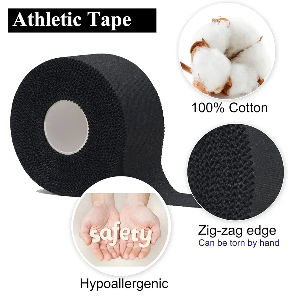 1 Roll OK TAPE Pre Wrap Tape, Athletic Foam Underwrap for Sports Protect for Hand Wrist Arm Knee Ankle Bandage, White and Black