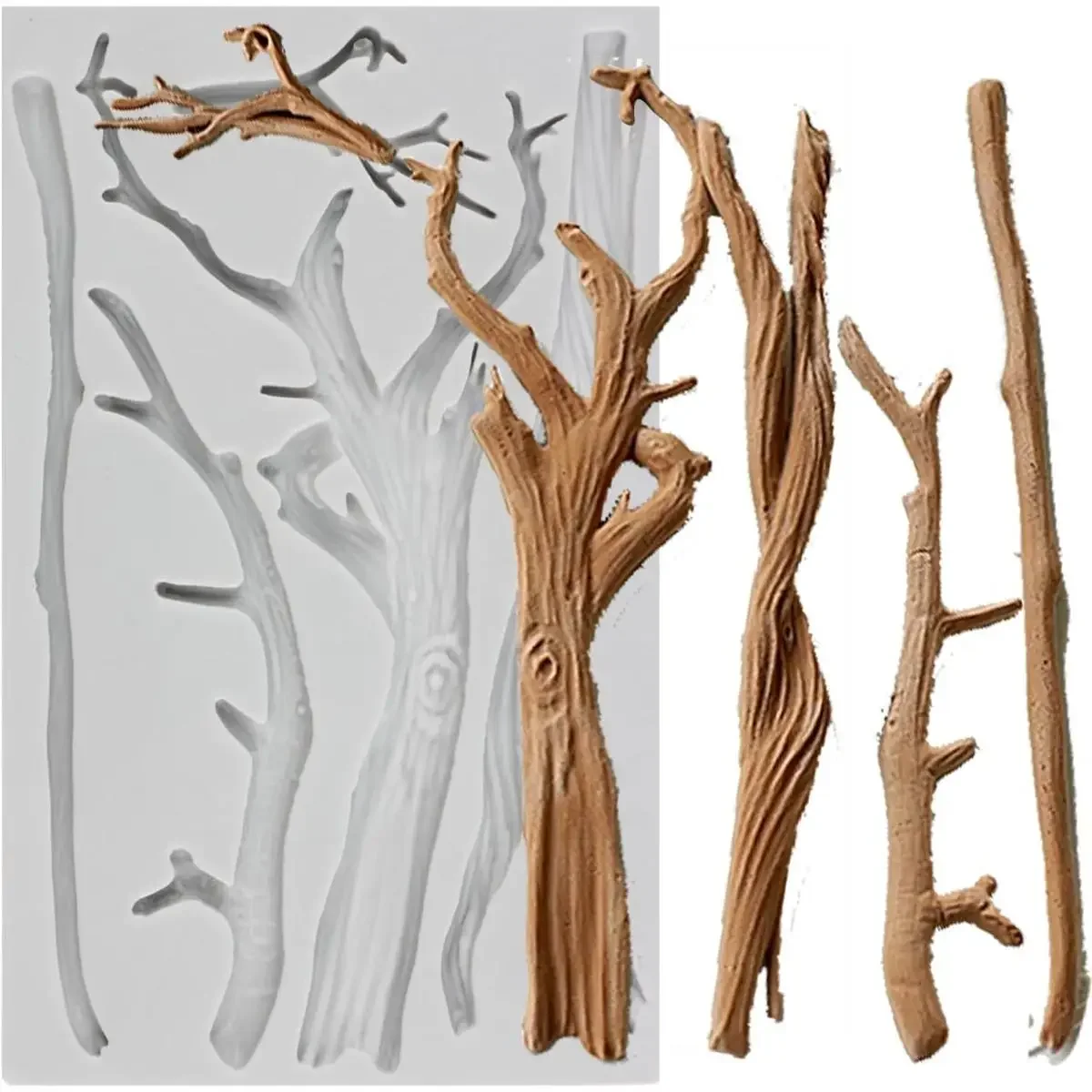 

Branch Silicone Fondant Moulds For Cupcake Topper Candy Chocolate Gum Paste Polymer Clay Moulds