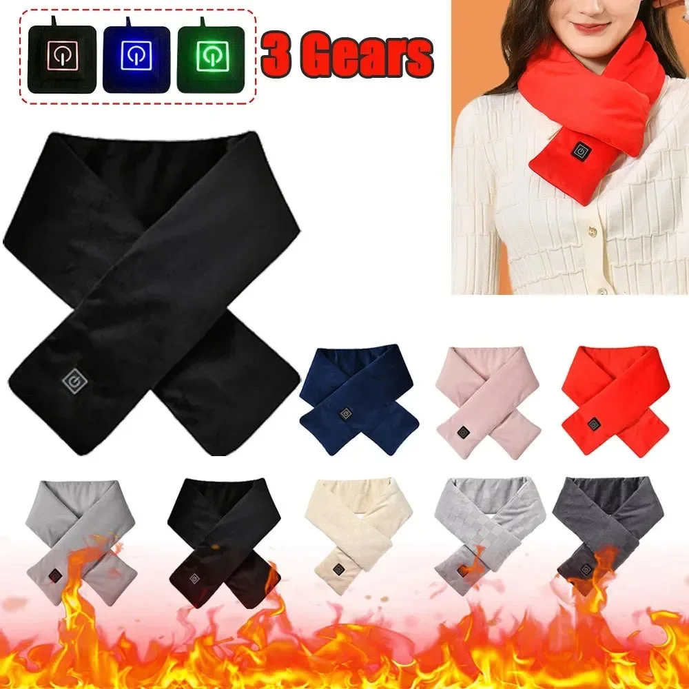 Intelligent Electric Heating Scarf 3 Gears USB Electric Heating Scarf Washable Neck Warmer Women Winter Lady White Cotton Scarf