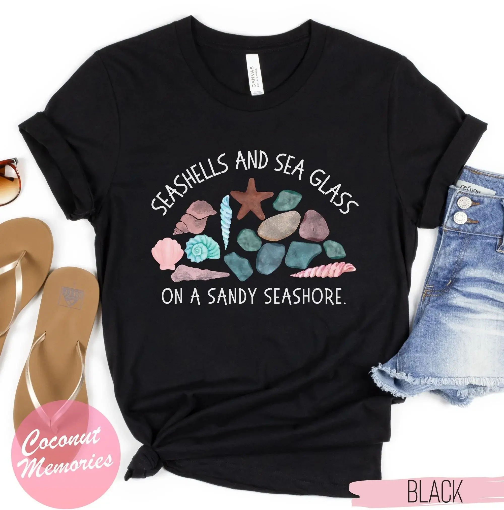 Seashells T Shirt Sea Glass Beach Shelling Beachcomber Girls Camping