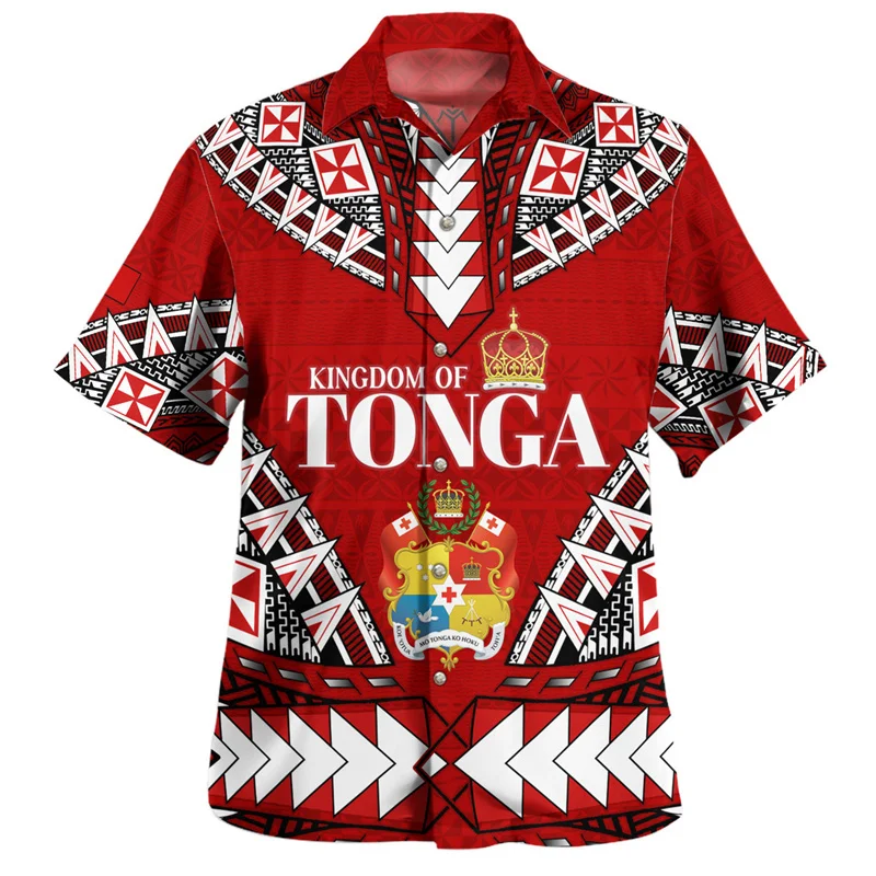 3D เสื้อพิมพ์ลายธงชาติราชอาณาจักรตองกาผู้ชายเสื้อตราสัญลักษณ์ tonga แขนเสื้อฮาราจูกุ kemeja pendek กราฟิก