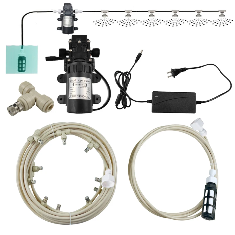 

Garden Water Mist Spray Electric Diaphragm Pump Kit Greenhouse Irrigation Outdoor Misting Cooling System 6-18M