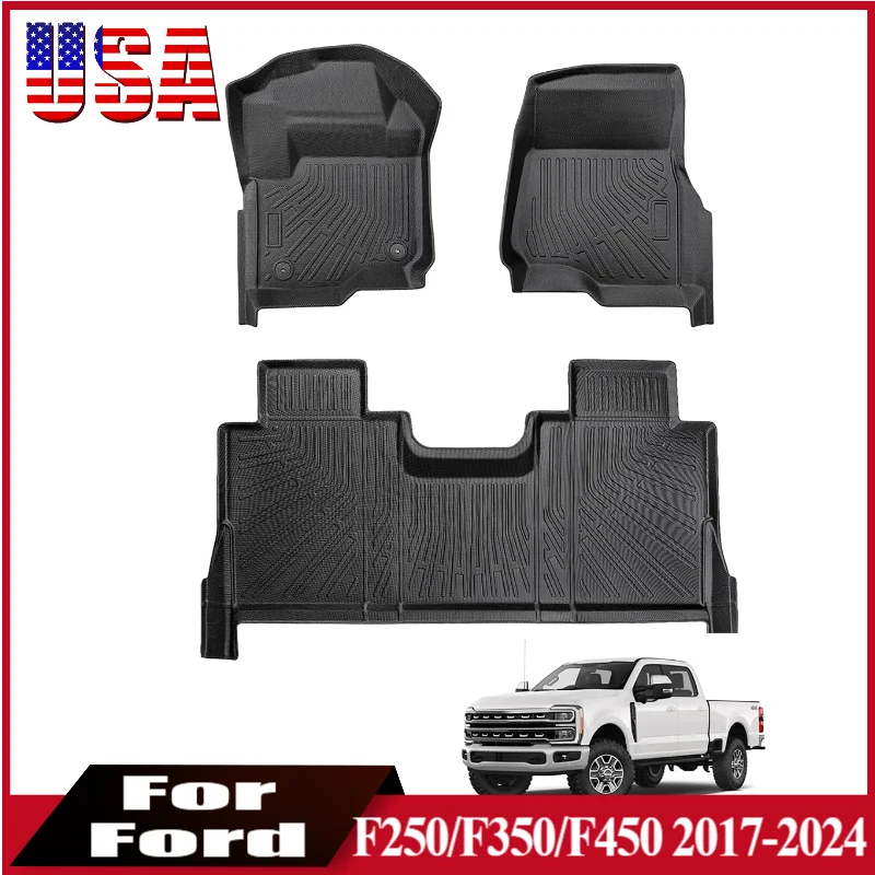 

All Weather TPE Floor Mats For Ford F250/F350/F450 Super Duty Crew Cab 2017-2024 3D Car Floor Mat Liners Waterproof Dust-proof