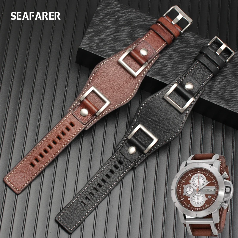 For Fossil JR1157 Watchband 24mm Men Watch Strap High Quality Leather Bracelet Retro Style Genuine Leather Watch Strap