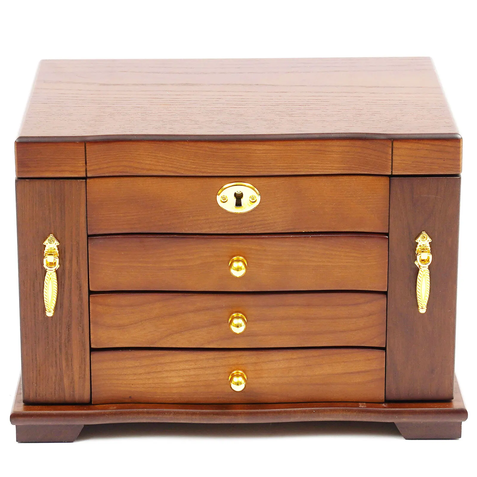 4 Tiers' Large Capacity Antique Large Wooden Jewelry Organizer Box Necklace Watches Rings Storage Case for Rings Rectangle