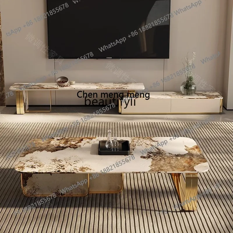 M178 High-end household light luxury marble rectangular Italian CC series coffee table TV cabinet