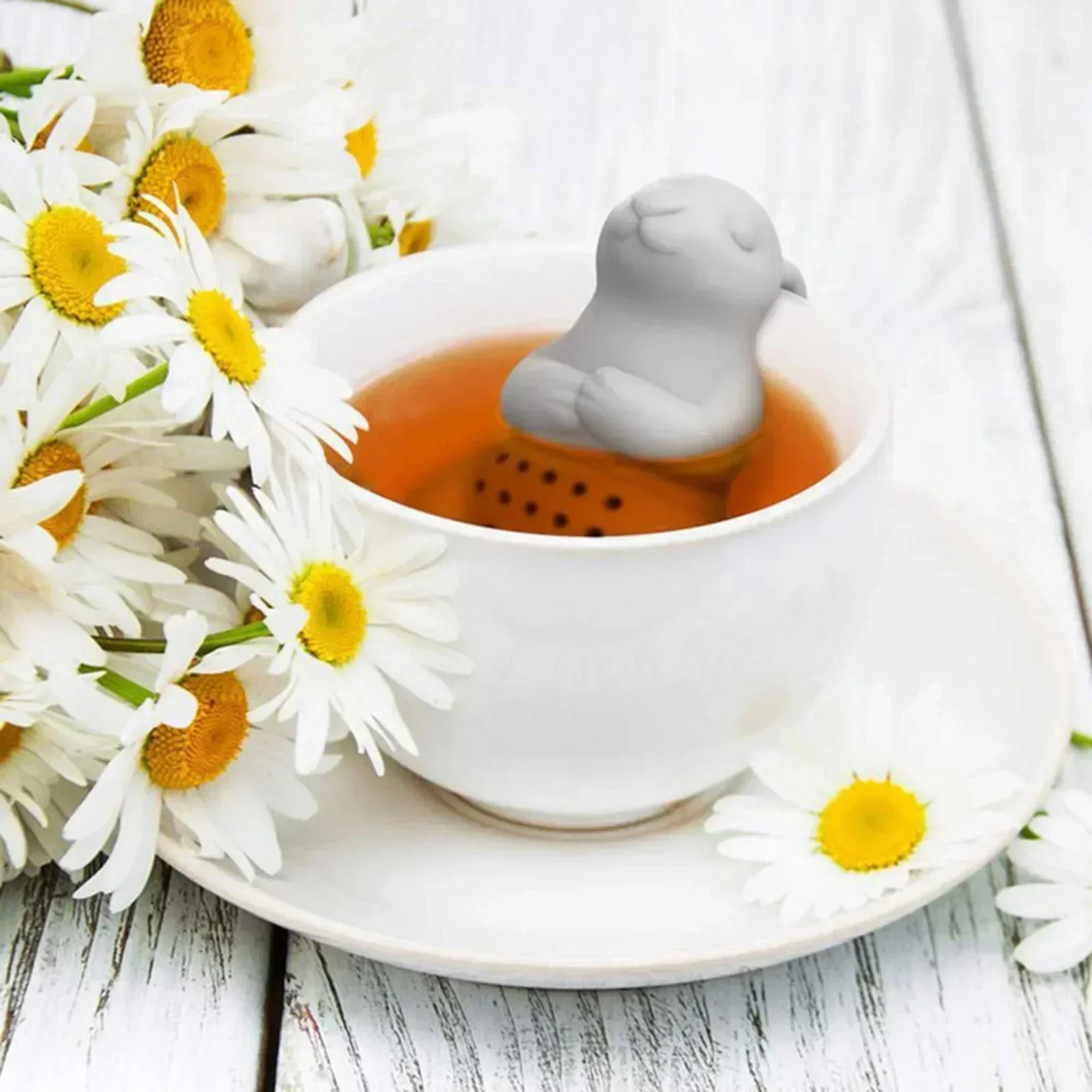 Tea Strainer Silicone Creative Rabbit Shape Tea Infuser Leaf Herbal Spice Filter Strainers Reusable Filter Tea Set Dutiful 2024