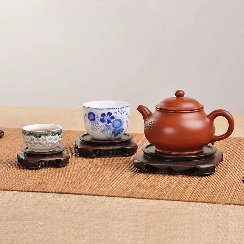 Black Sandalwood Carving Base Round Sky Local Vases Bonsai Strange Stones Jade Ware Purple Sand Teapot Base