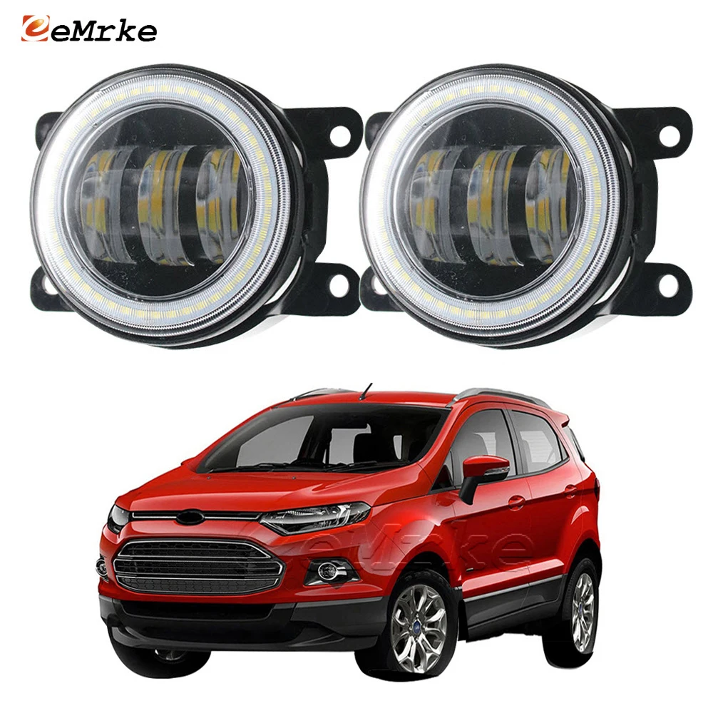 

2PCS LED Angel Eye DRL Daytime Running Lamp Car Fog Lights Assembly Lens Exterior Light for Ford Ecosport MK2 B515 2014-2018