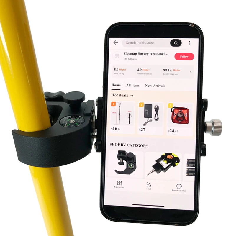 High Quality Phone Holder Bracket Cradle Pole Clamp With Compass For GPS For Data Collector Total Station