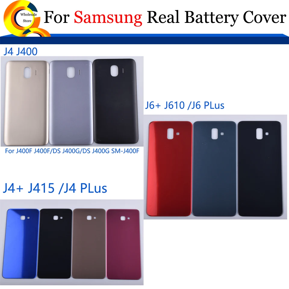 10Pcs/Lot For Samsung Galaxy J4 J6 Plus J415 J610 J400 Battery Back Cover Housing Case Rear Door Repair Parts