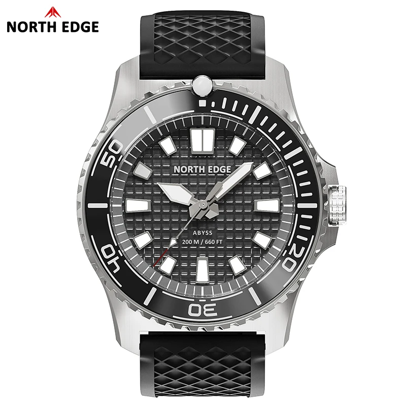 NORTH EDGE 2026 NEW ABYSS Solar Powered Dive Quartz Luxury Watch 200M Waterproof Dive Sports Watches 316L Steel 180+ Day Power image 3