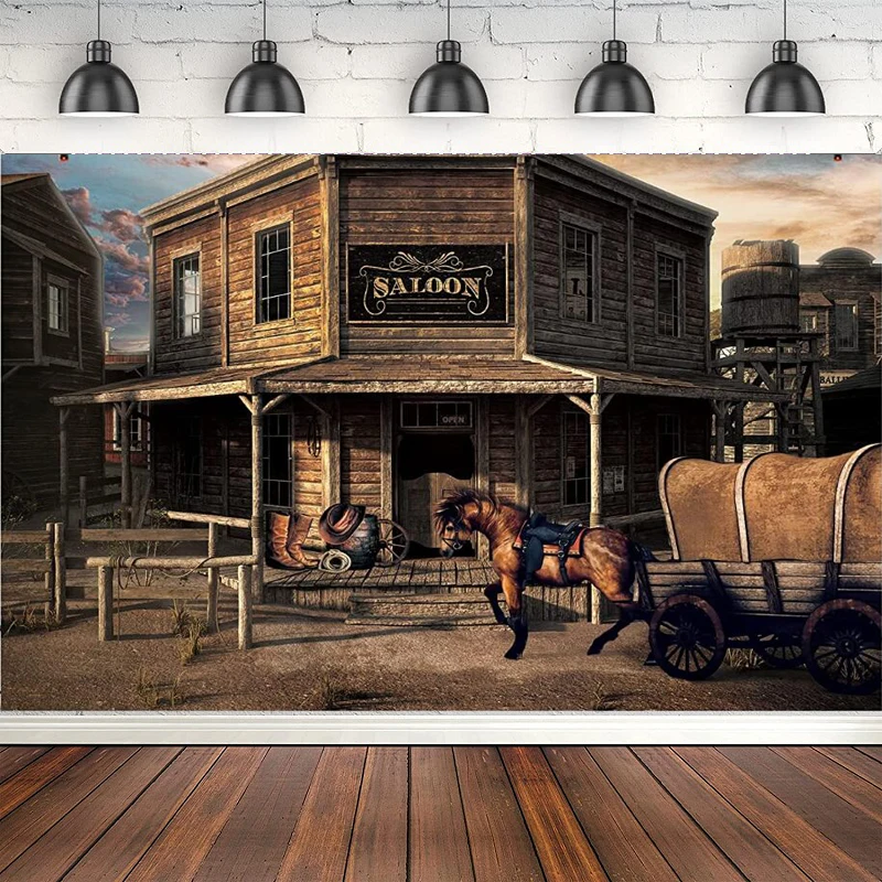 Photography Backdrop Vintage Western Cowboy Rodeo Farmhouse Wooden House Barn Door Country Background Portrait Shooting Banner