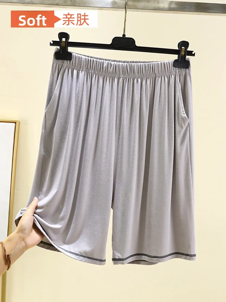 Men's Pocket Shorts Modal Summer Thin Casual Pants Home Wear Cool Feeling Sleepwear Large Size Outdoor Wearable Home Pants