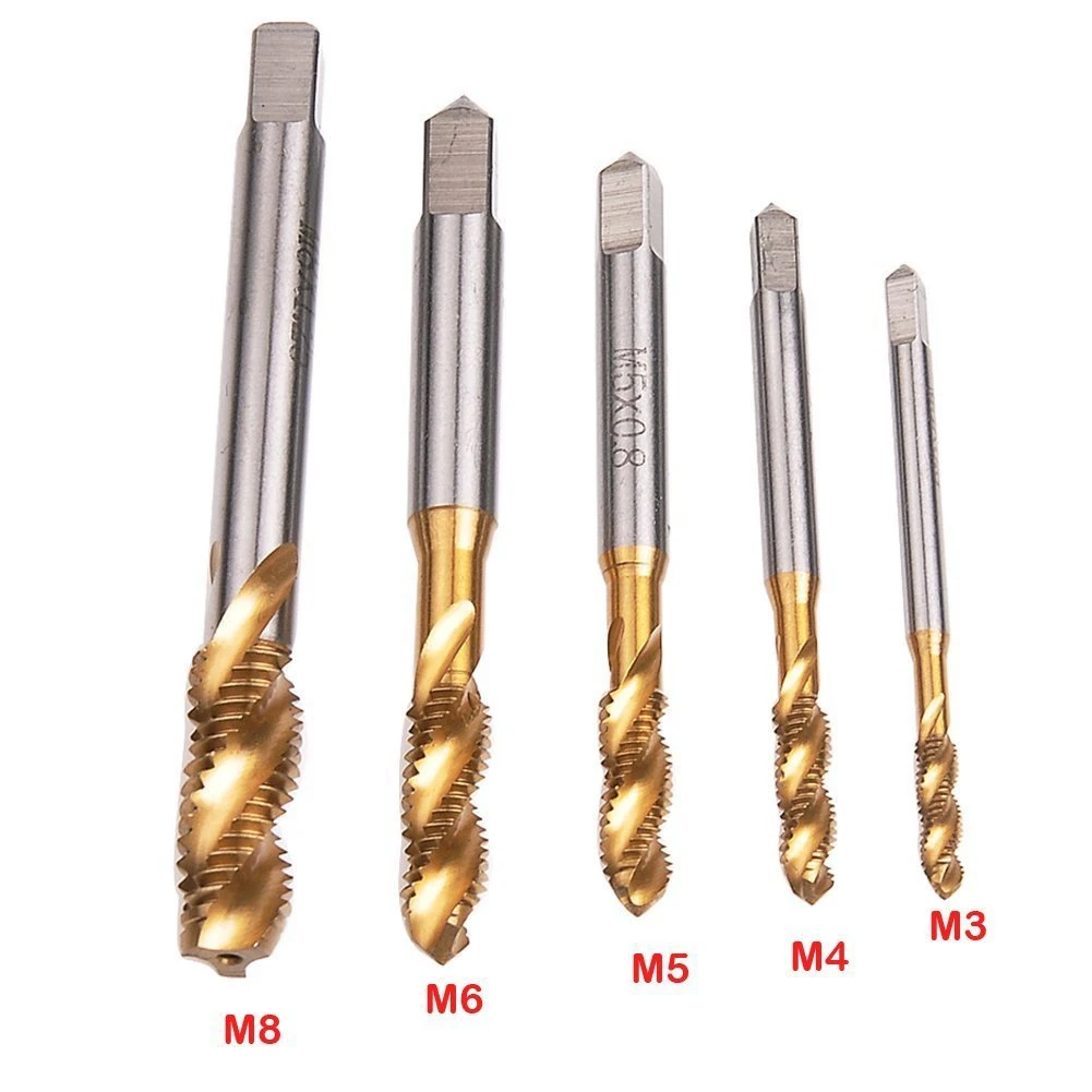 Spiral Pointed Taps Tapping Thread Forming Tap Hss 5Pc Metric Spiral Fluted Machine Screw Tap M3 M5 M6 M8