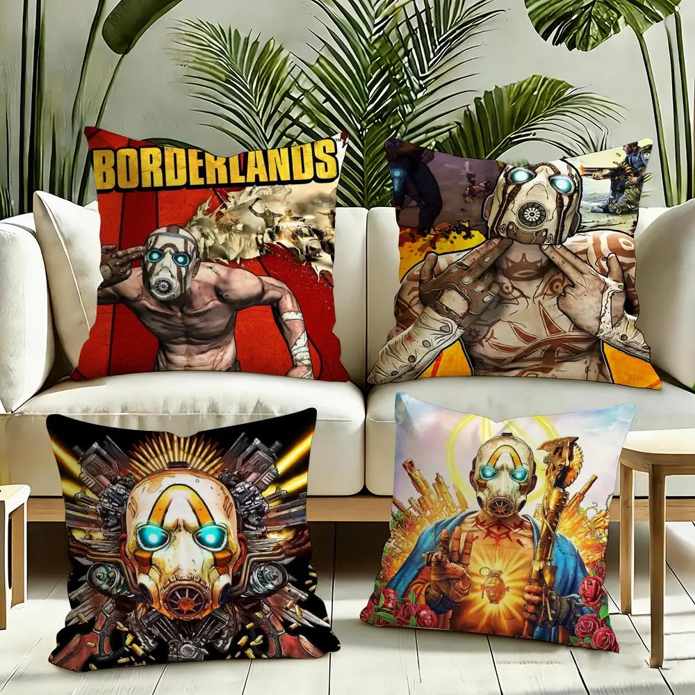B-Borderlands Game Cushion Cover Silky Short Plush Invisible Zipper Dustproof Sofa Pillow Case for Home Decor