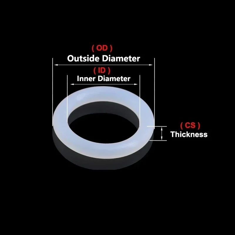 White Food Grade VMQ Ring O-ring Gasket Thickness CS 5mm OD 15mm ~ 155mm Waterproof Washer Rubber Silicon ring Sealing 5/10Pcs