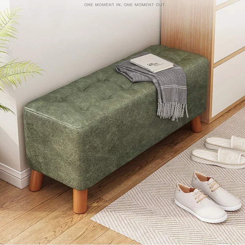 PU Nordic Style Hallway Bench, Lazy Sofa, Shoe Bench, Living Room Fabric Foot Stool, Long Leisure Seating