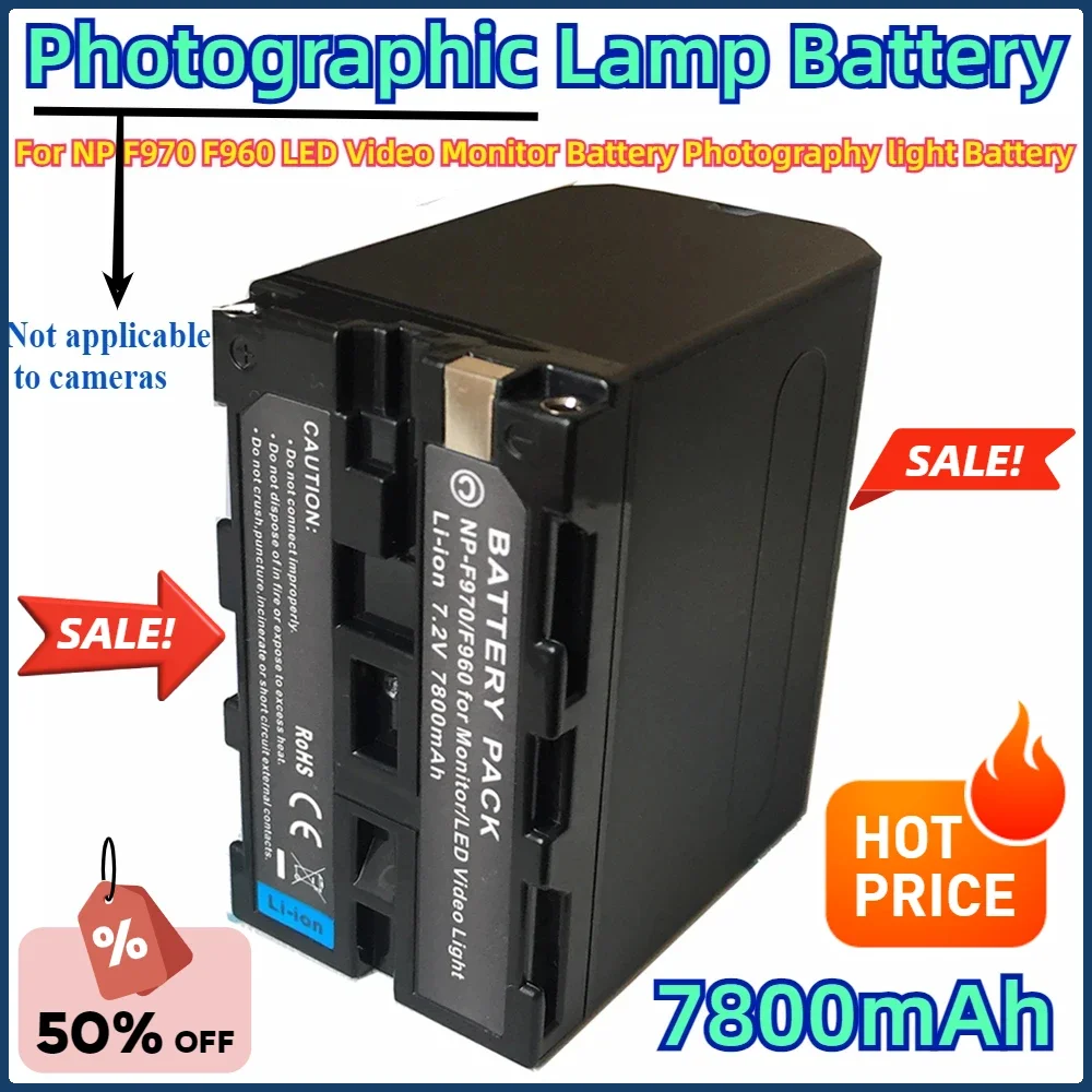 7800mAh NP-F970 NPF-960 Photographic Lamp Battery For NP F970 F960 LED Video Monitor Battery Photography Light Battery