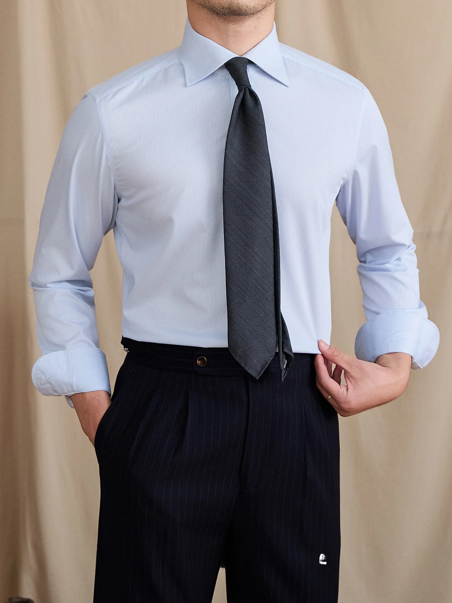 

Мистер Футболка с изображением оленя Busin Commute Slim Fit Long Sve irt, универсальная мужская футболка в полоску из бамбукового волокна, модный модный Briti Sle