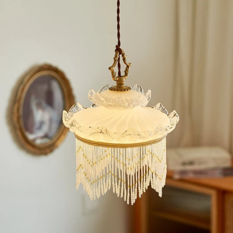 

Nordic Transparent Ceilling Chandelier Retro Tassel Pendant Light Home Decor Bedroom Study Living Dining Table Led Hanging Lamp