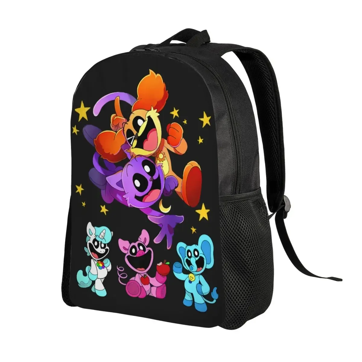 Custom Smiling Big Mouth Critters Group Laptop Backpack Women Men Casual Bookbag for School College Student Animated Game Bag