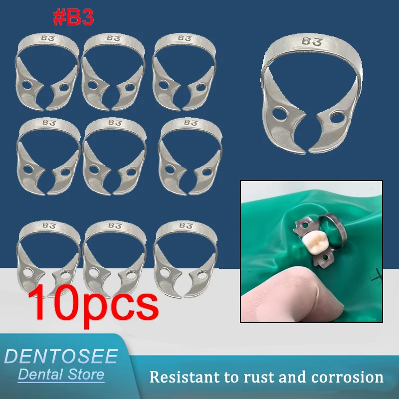 

10PCS Stainless Steel Dental Rubber Dam Clamps 50 Sizes for Root Canal & Orthodontic Treatment Endodontic Clips