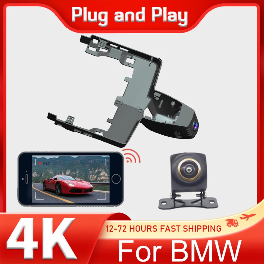 

Передняя 4K и задняя видеорегистратор 1080P для BMW iX M60 xDrive40 xDrive60 I4 2022 2023 2024 2025 HD ночного видения G-сенсор Wi-Fi управление приложением