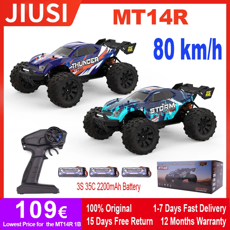 JIUSI MT14R PT14R 80km/h Brushless 1/14 RC Truck 2.4G Remote Control Car 3S 35C 2200mah 4WD Desert Off-road Racing Truck RC Toy