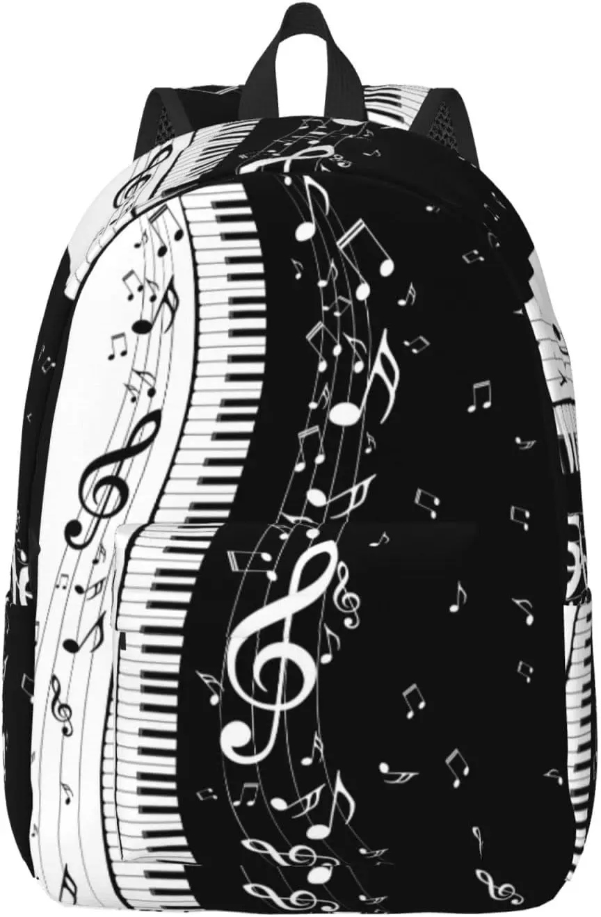

Backpack Casual Lightweight Piano Keyboard Music Notes Laptop Backpack Men Women Travel Bag Outdoor Canvas Daypack