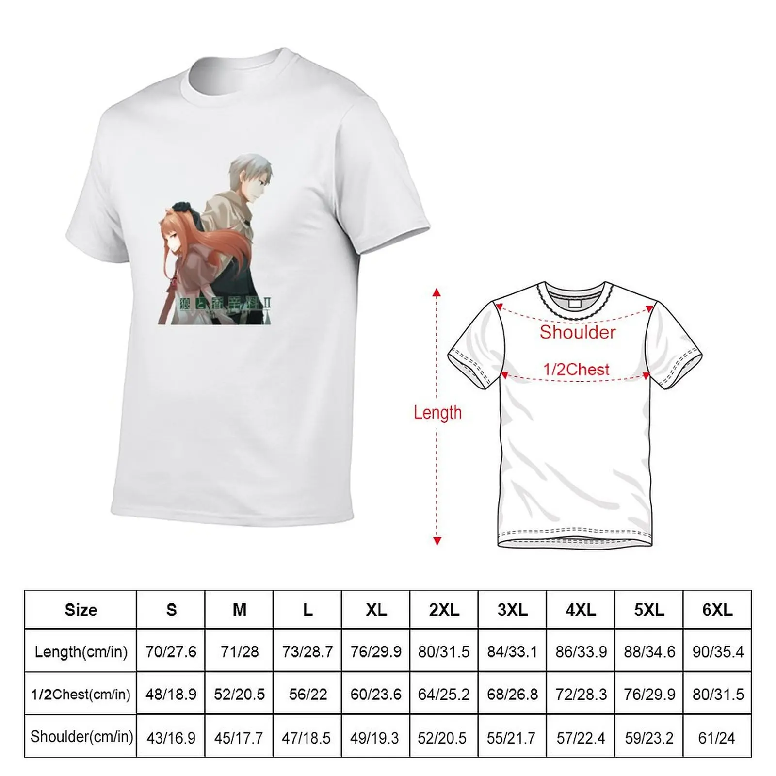 Spice and Wolf, Holo and Lawrence T-Shirt cotton t shirt man anime t shirts oversize cotton t shirts man 100% T-Shirt