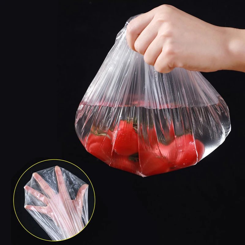 50/100pcs Disposable Fruits Elastic Cover Food Fresh-keeping Wrap Bags Plastic Bag Kitchen Fridge Storage Organizer Cling Film