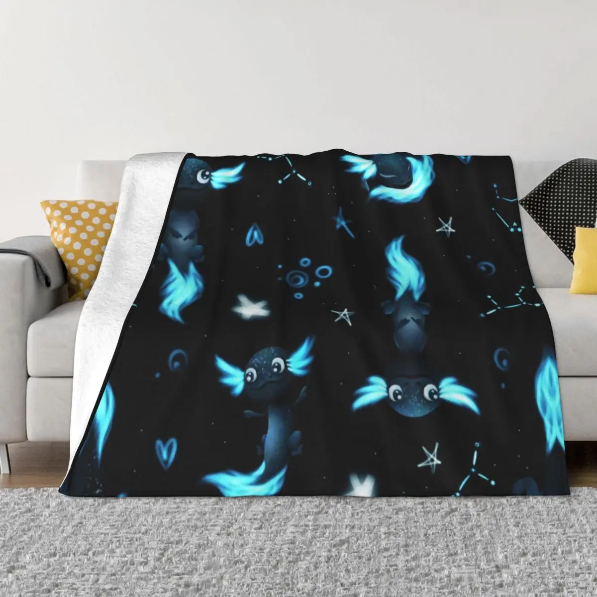 

Cute Axolotl Animal Blankets Flannel Decoration Salamander Multi-function Super Warm Throw Blankets for Bedding Couch Bedspreads