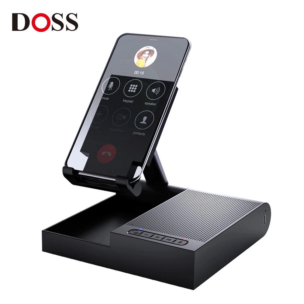 DOSS Wireless Bluetooth Speaker Cell Phone Stand 15W Wireless Charger 8H Playtime Anti-Slip Base Support Adjustable Phone Holder