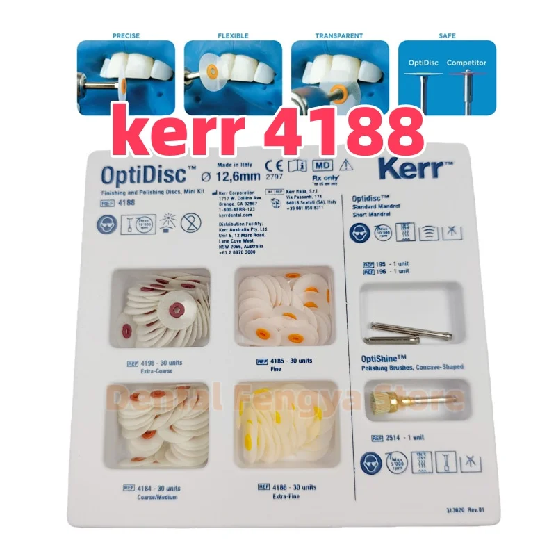 1 Set REF 4188 Kerr Optidisc Finishing&Polishing Disc Mini Kit Dental Kerr Sof-Lex  Coarse/Medium/Fine/Superfine Polishing Disc
