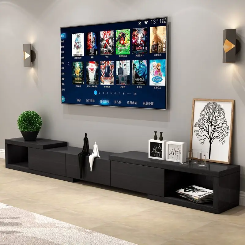 TV cabinet coffee table combination modern simple small apartment living room cabinet telescopic simple light luxury
