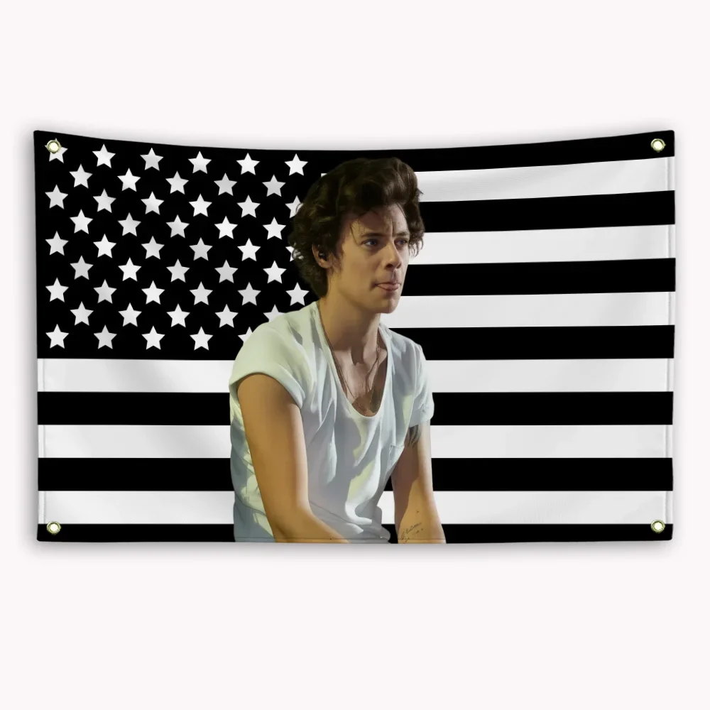 H-Harry S-Styles Black American Flag Bedroom Decoration Garage Advertising Custom Flags for Bedrooms Home Decor Items Wall Art