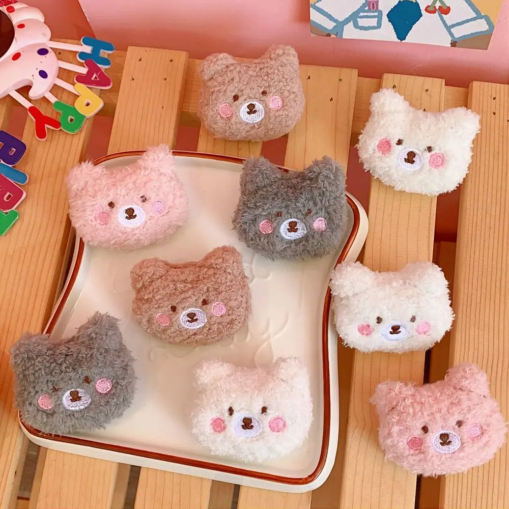 Cute Plush Bear Brooch DIY Decoration Accessories Soft Fluffy Animal Brooches Cartoon Personality Clothes Badge Girl