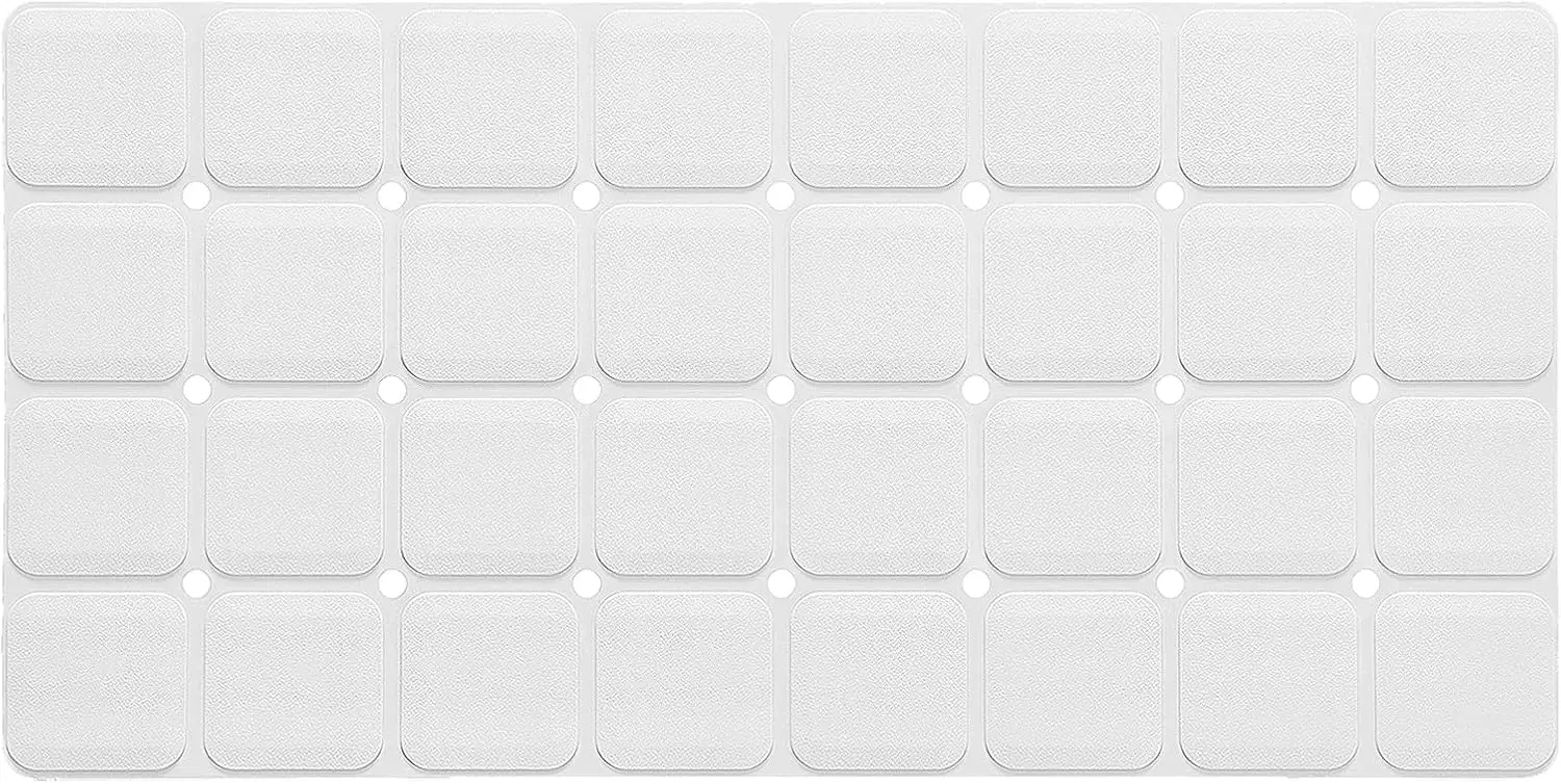 

Non-Slip Silicone Bath Mat with Suction Cups – Foldable Quick-Dry Shower Mat for Families, 28x14 Inches White