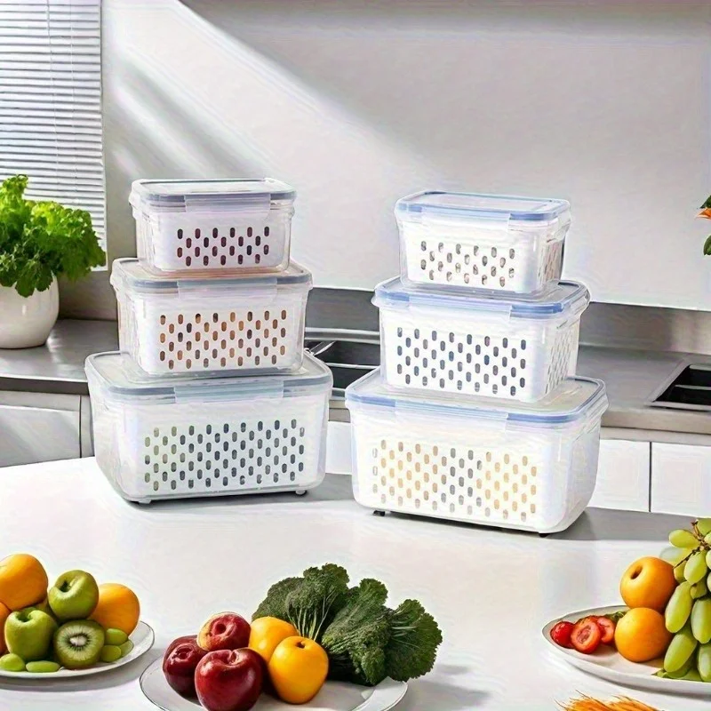 

4pcs Premium Leak-Proof Food Storage Containers-Reusable&Stackable Kitchen Organizers-Perfect for Fruits,Vegetables, Meat&Grains