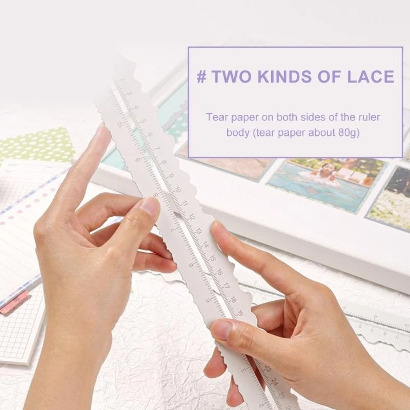 Y2GD Metal Paper Tearing Ruler Craft Ruler Waving Line Jagged Irregular Edges Ruler