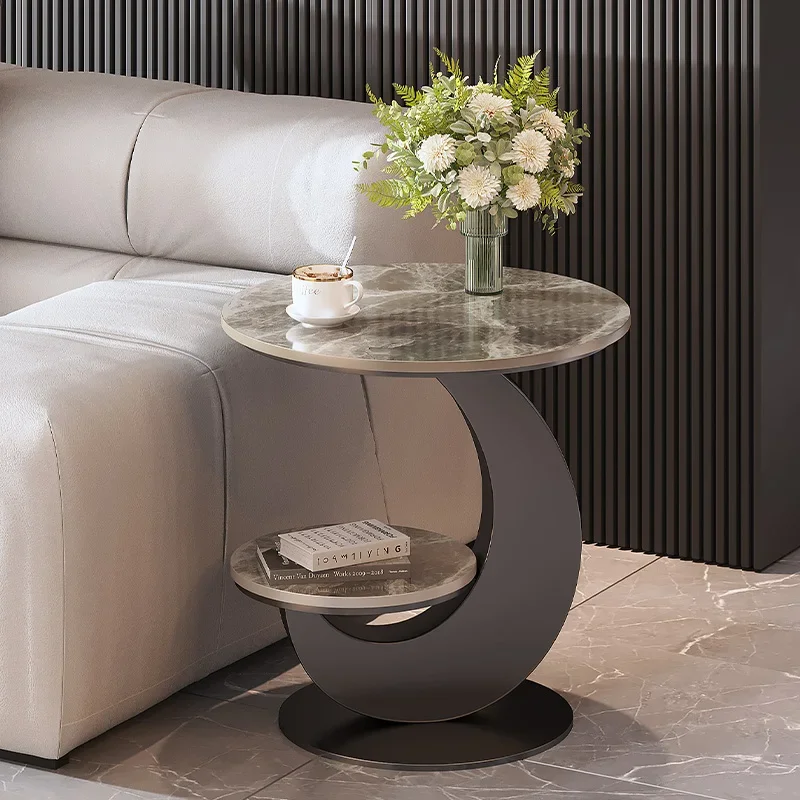 Round Table Furniture Light Luxury Rock Panel Edge Simple Corner Several Home Creative Modern Coffee Table