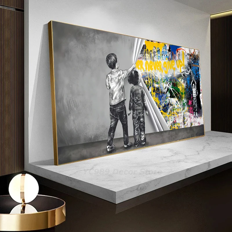 

New Child Graffiti Abstract Fist Lift The Curtain Wall Art Picture Canvas Decorative Painting Poster Print Home Decor Wall Decor